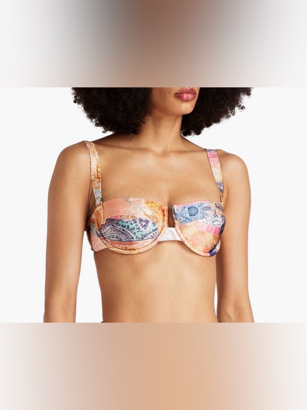 NWT ZIMMERMANN Paisley-print underwired bandeau bikini top, Size 3 A/B US 10